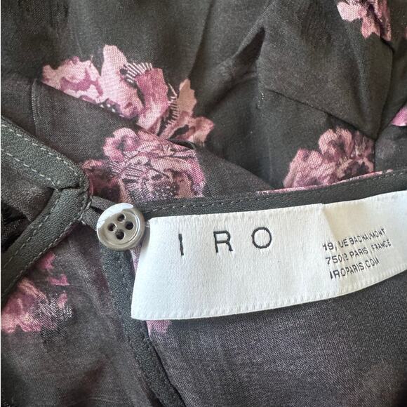 IRO | Silk-Blend Dotted Floral Long-Sleeve Mini Dress | Size 36 (US Small) - Picture 8 of 11